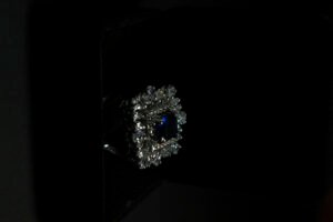 Elegant Queen Crown Ring with Blue and White Stones - Image 2