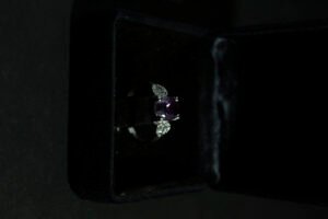 Oval Flower Ring with Purple Stone and Zircons - Image 3