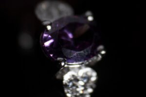 Oval Flower Ring with Purple Stone and Zircons - Image 2